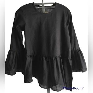 Tunic Plus Size 14W 16W Long 18W 22W Black Lightweight Ruffled